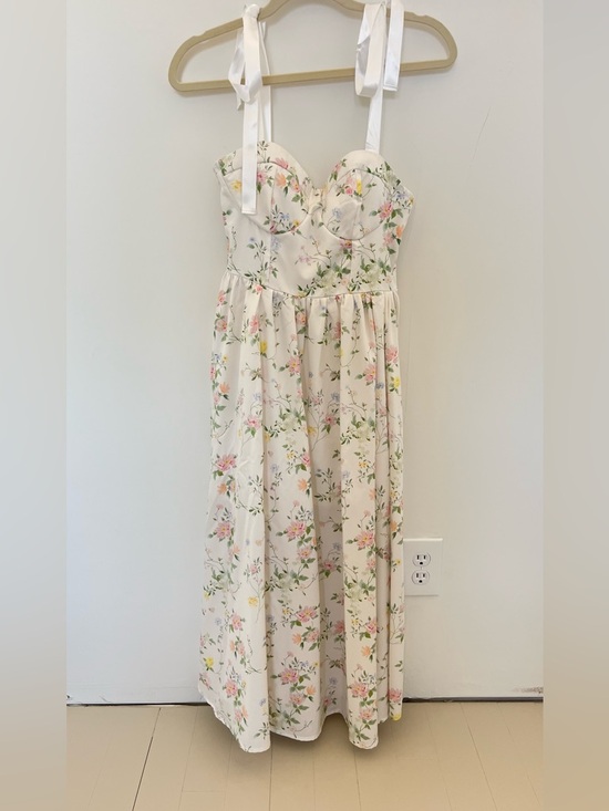 Dresses & Skirts - Cream Floral Sundress with Bow Straps S